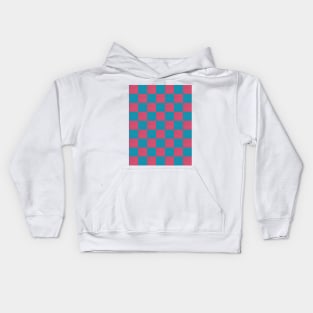 Turquoise & Pink Checkerboard Kids Hoodie